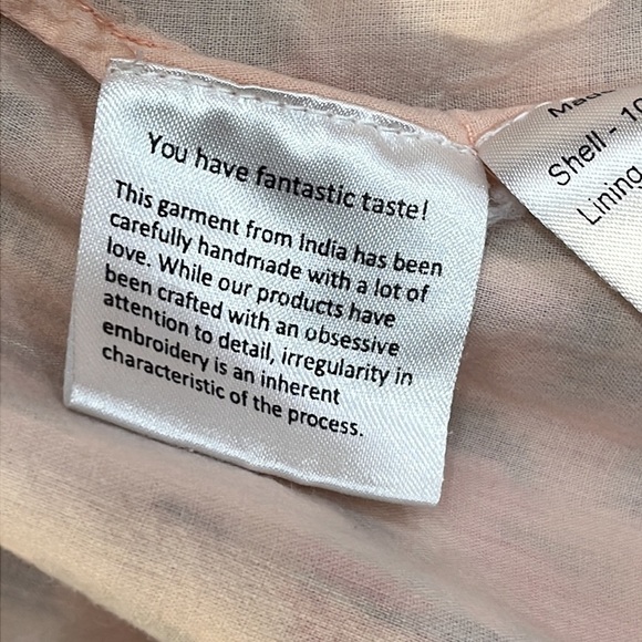 Rococo Sand M Mimi Wrap Dress Pink Watercolor Artsy Puffy Shoulder‎ 100% Cotton - Picture 7 of 16